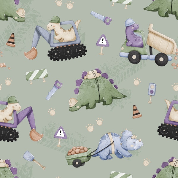 Dino Construction - sage green