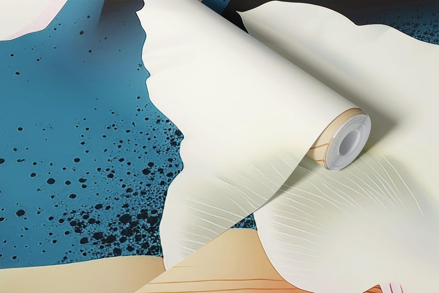 Orchid Dance in Blue - Hawaiian Abstract wallpaper roll