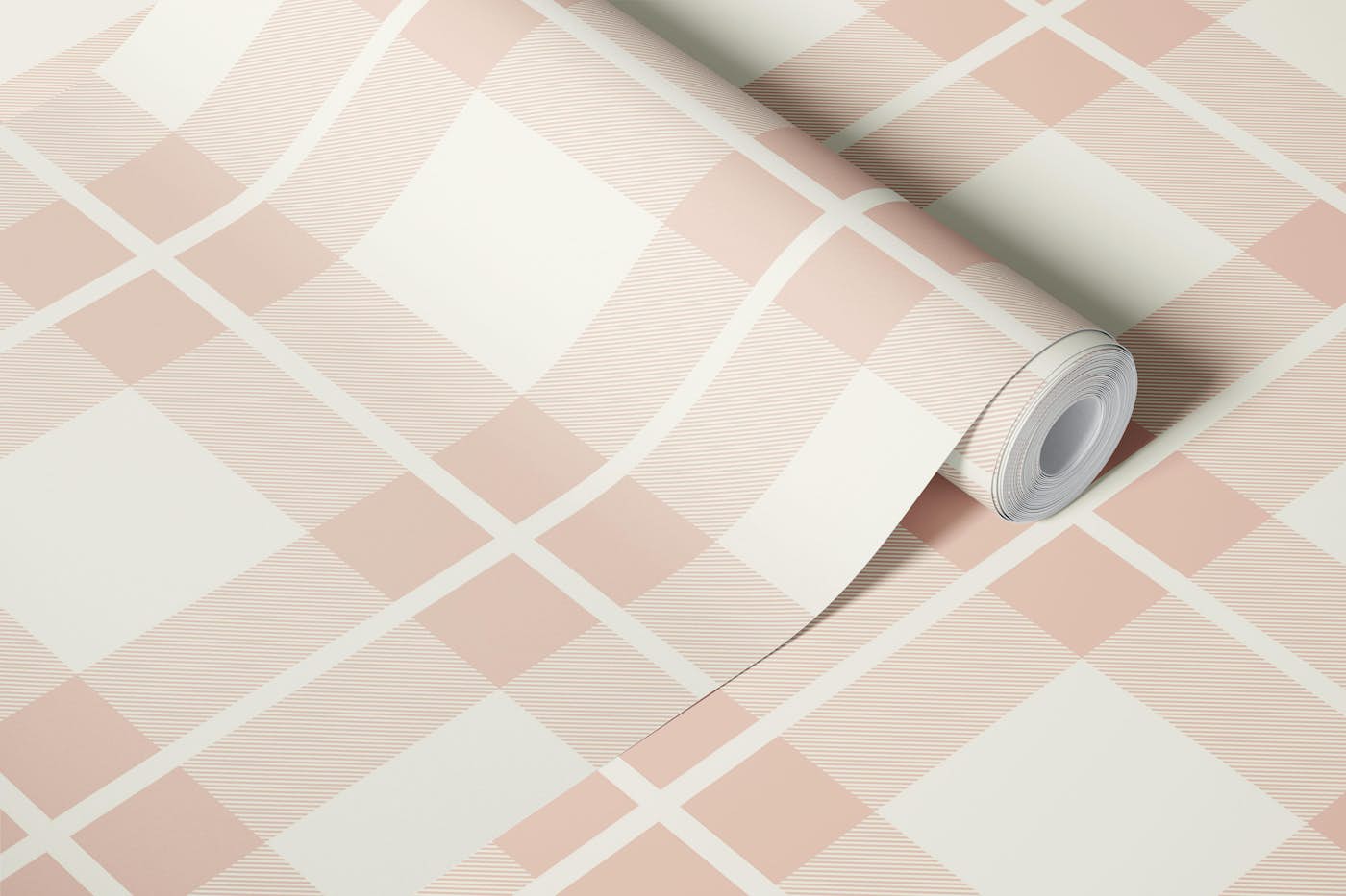 Cream Simple Tartan Check Plaid wallpaper roll