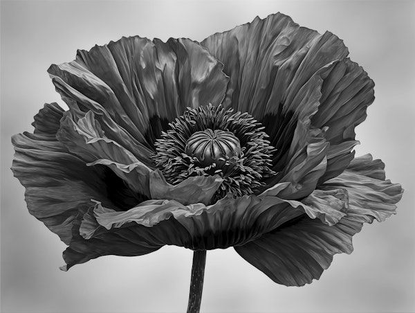 Monochrome Poppy Bloom