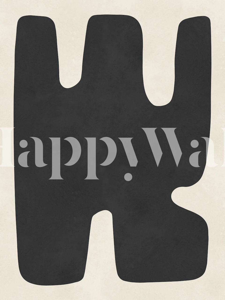 Black abstract shapes on beige background wallpaper