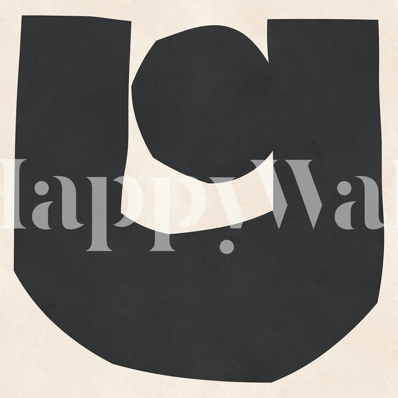 Abstract geometric shapes in black on beige wallpaper