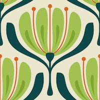 Vintage Blossom Elegance in Green - L papiers peint