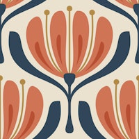 Vintage Blossom Elegance in Red Navy - S papiers peint