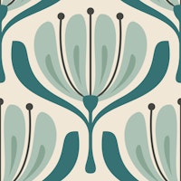 Vintage Blossom Elegance in Teal - L tapete