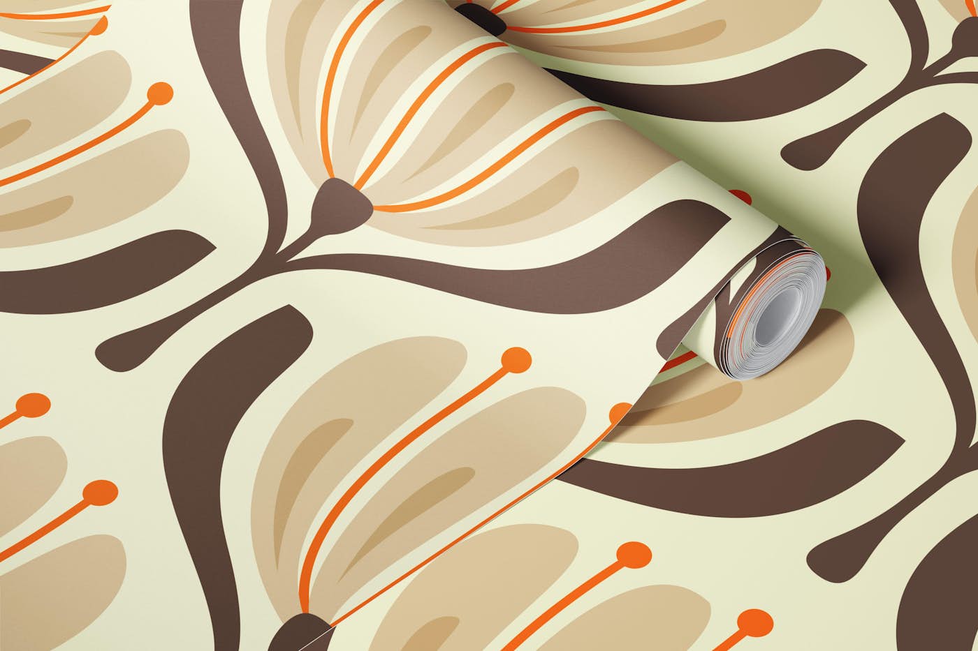 Vintage Blossom Elegance in Beige Brown - L wallpaper roll