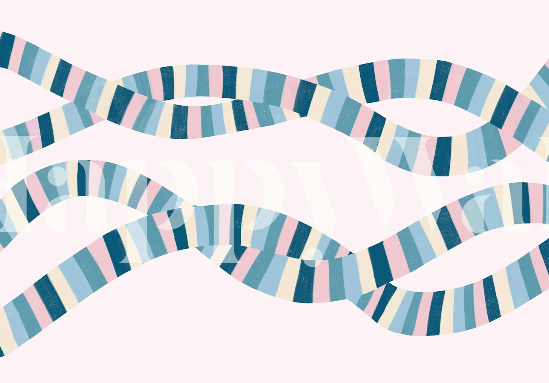 Tapeta Pastel Ribbon Waves w stylowym pokoju