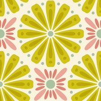 Sunburst Floral Magic in Green Pink - L papiers peint