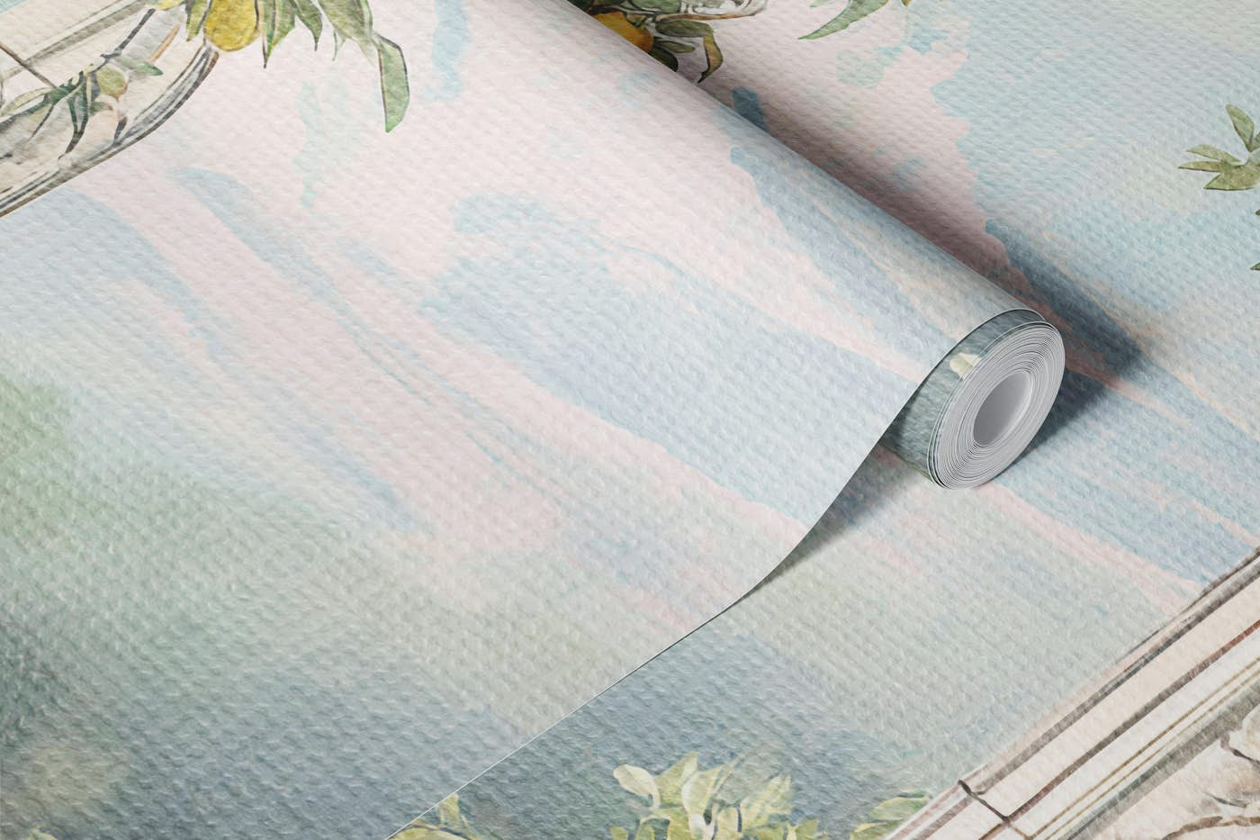 Victorian Lemon Floral Archway Watercolor wallpaper roll