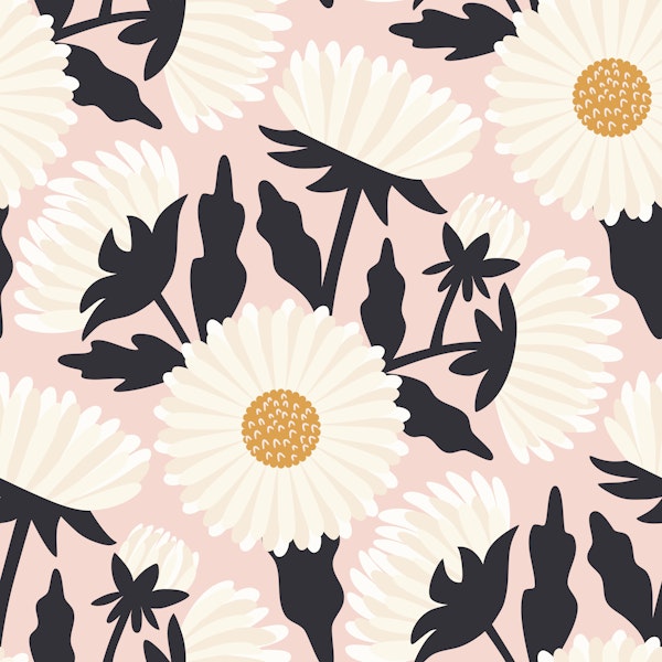 White Petals Flowers Repeat Pattern