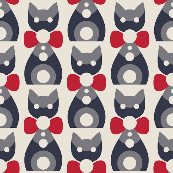 Geometric Kitty Charm - Black Red