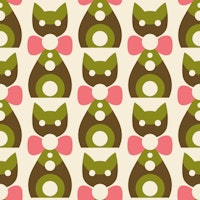 Geometric Kitty Charm - Green Pink wallpaper