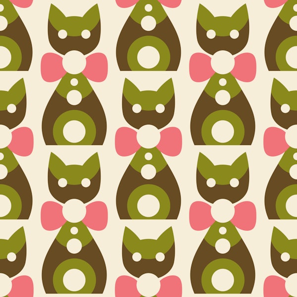 Geometric Kitty Charm - Green Pink