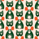 Geometric Kitty Charm - Green Orange