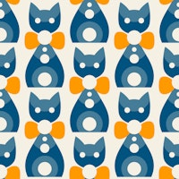 Geometric Kitty Charm - Blue Yellow wallpaper