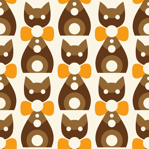 Geometric Kitty Charm - Brown