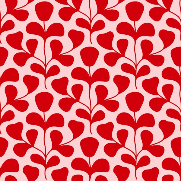 Large Scale Abstract Flowers Pattern - Red