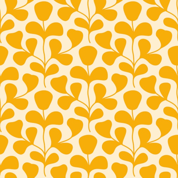 Large Scale Abstract Flowers Pattern - Yellow