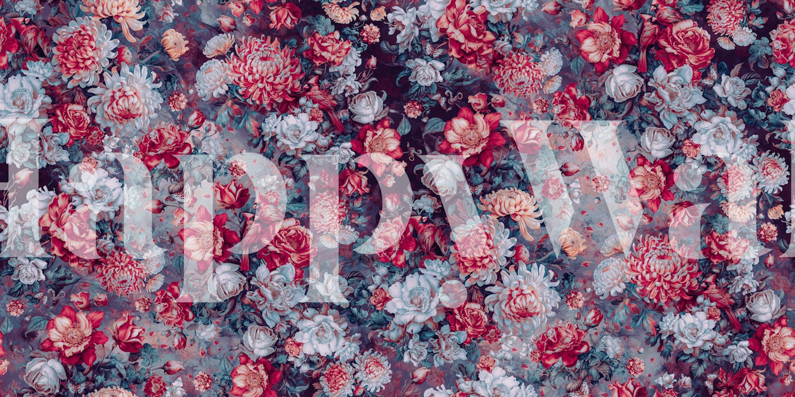 Nocturnal Botanica floral wallpaper in a room