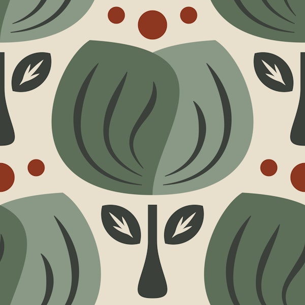 Retro Tulip Elegance in Green - L