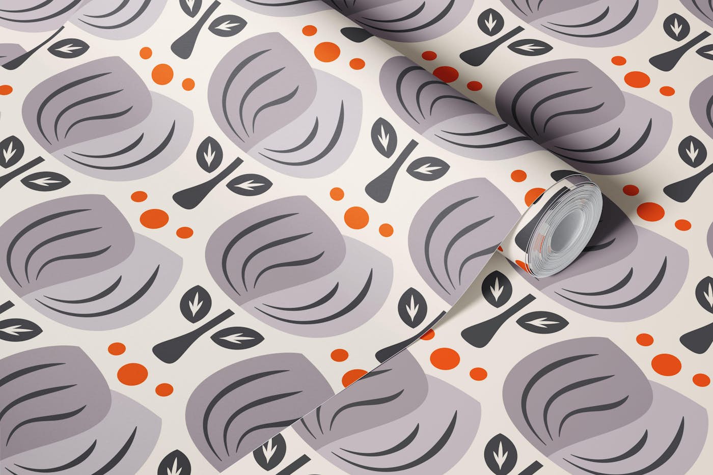 Retro Tulip Elegance in Gray - S wallpaper roll