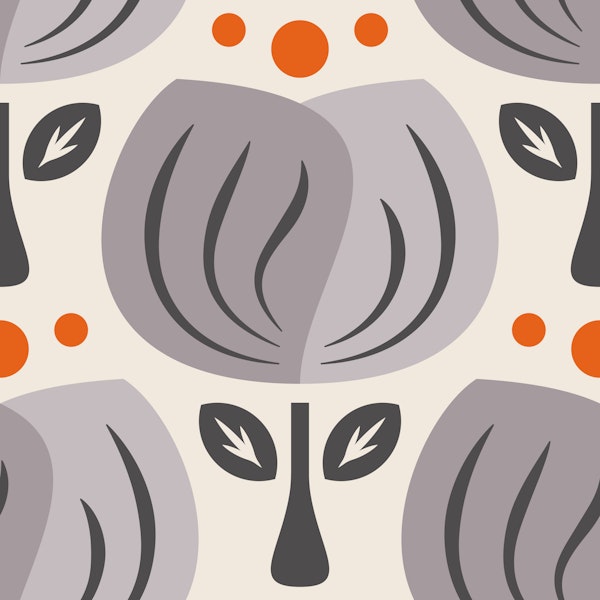 Retro Tulip Elegance in Gray - L