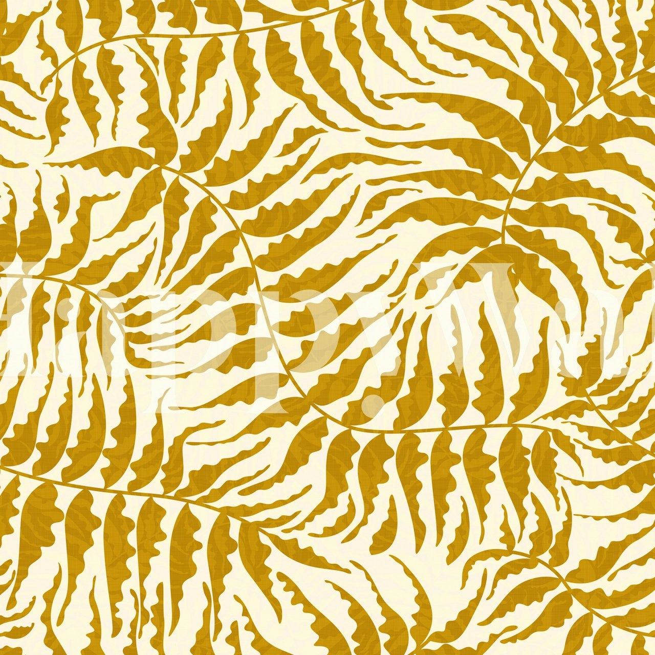 Mustard retro ferns pattern wallpaper