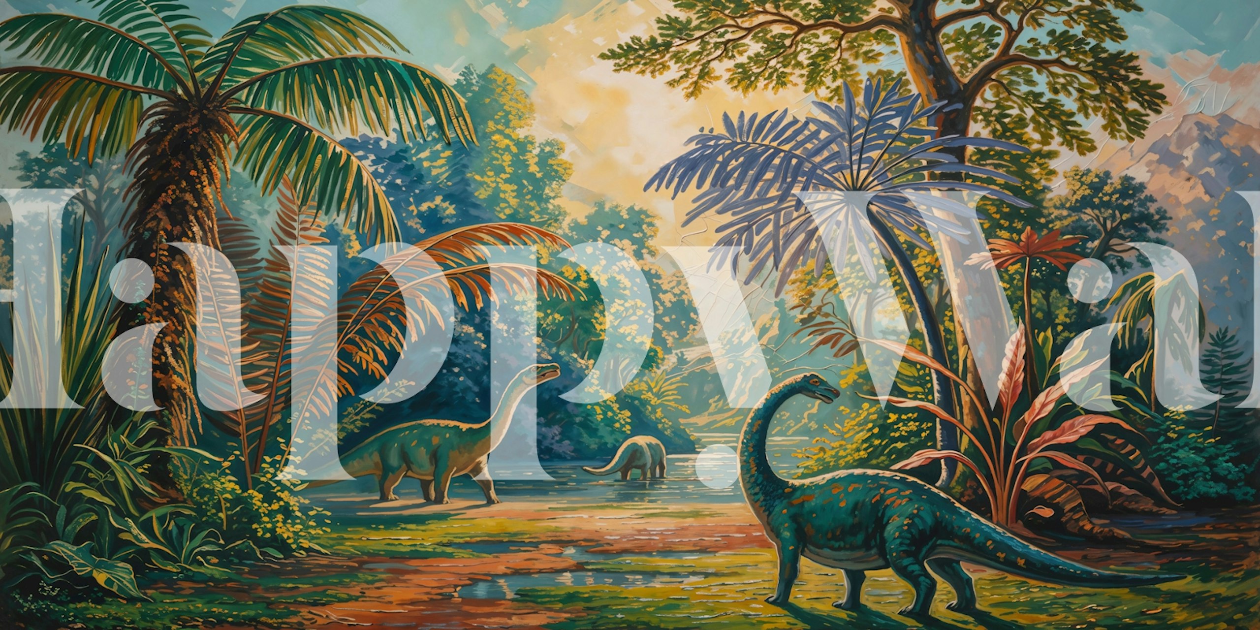 Dino Jungle Oasis Tapete in einem Zimmer