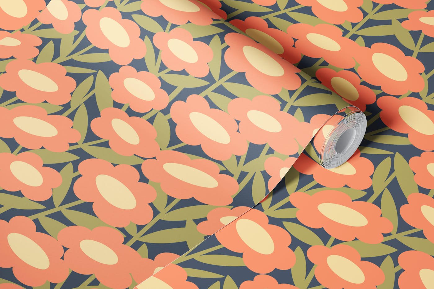 Happy Flowers in Peach Hue wallpaper roll