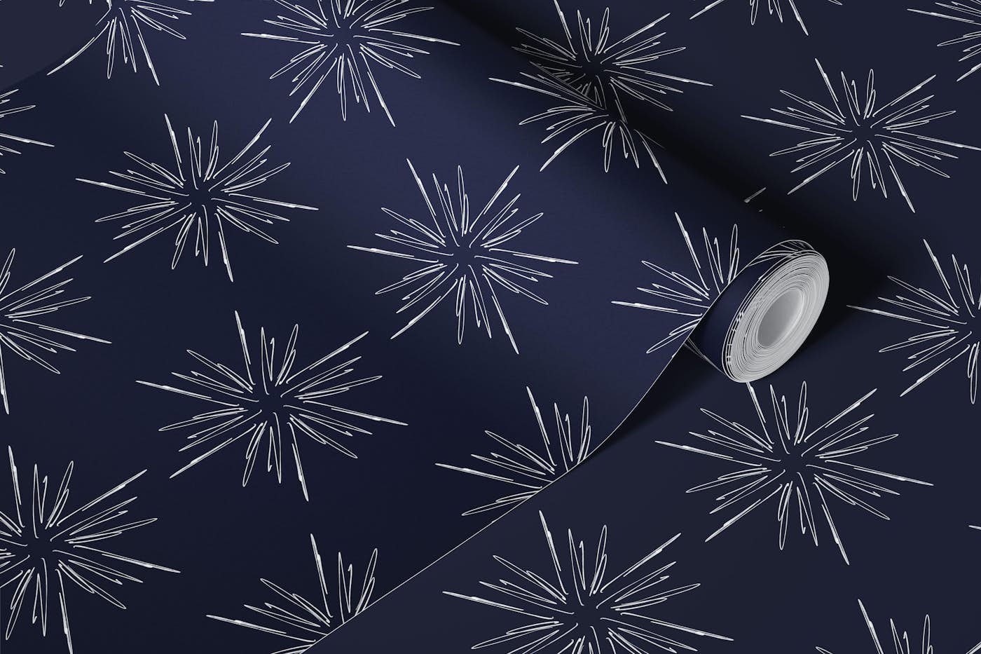 Christmas Star | Midnight Indigo Dark Blue wallpaper roll