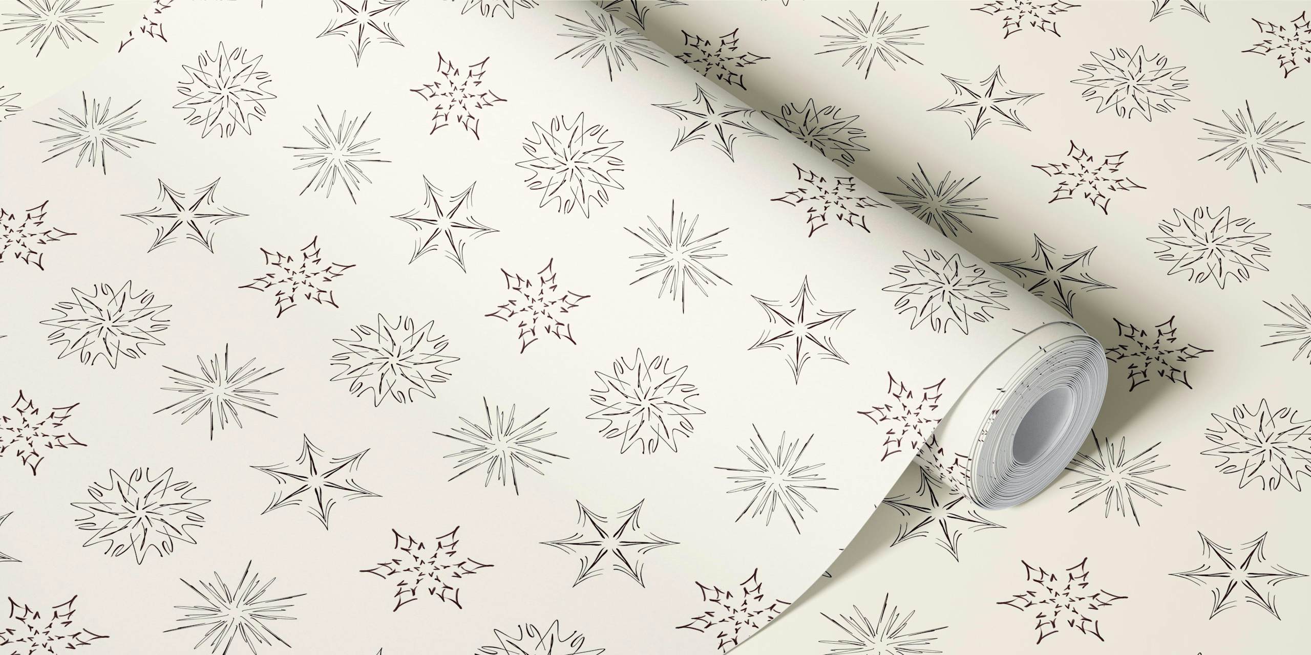 Nordic stars and snowflakes wallpaper in a room