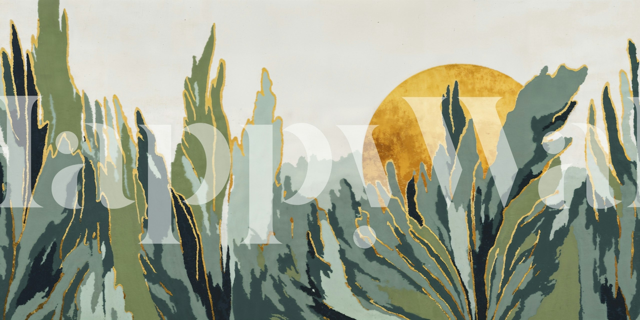 Golden Sunrise Forest tapetti huoneessa