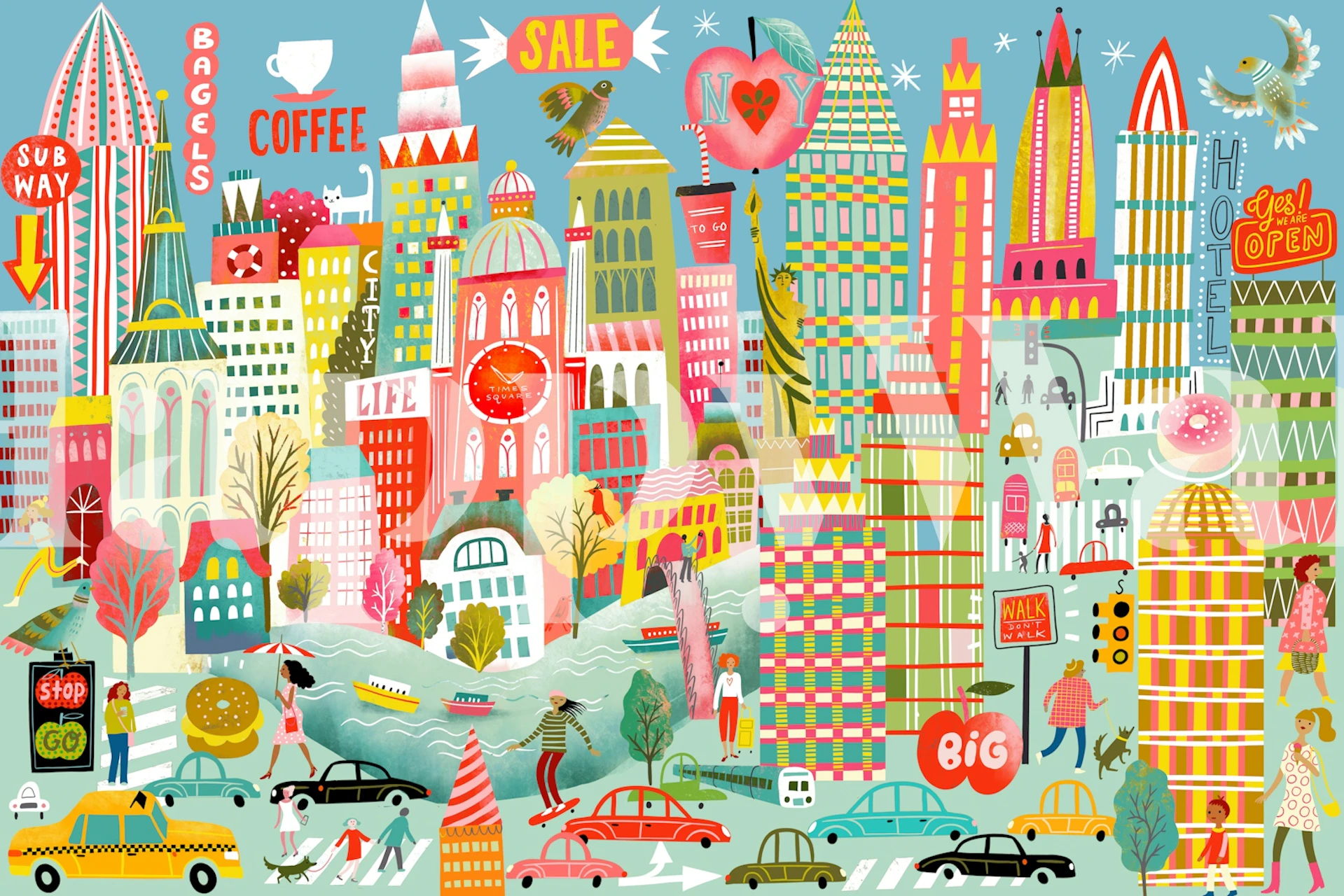 Big apple city life tapet i et rom