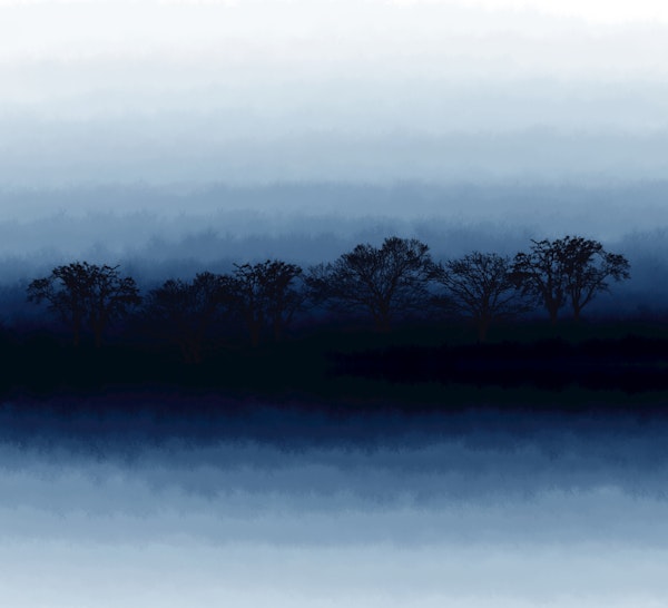 Misty Blue Forest Skyline