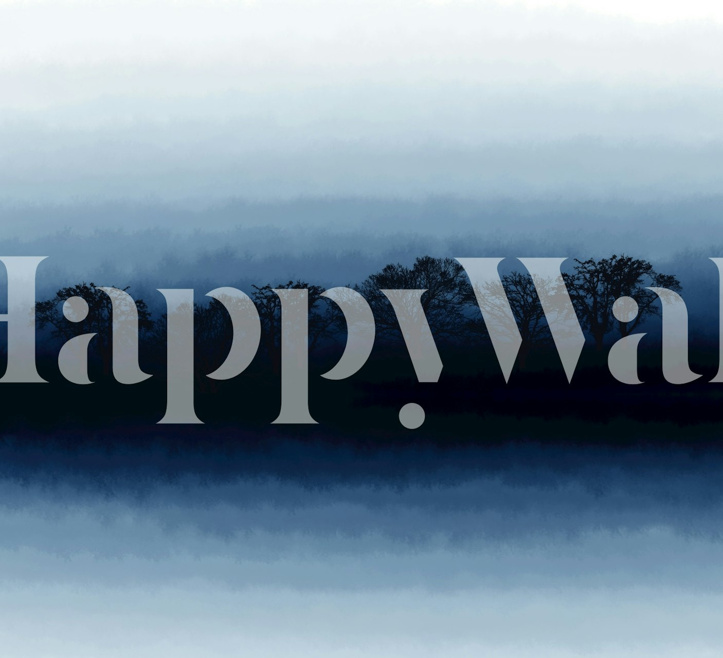 Misty Blue Forest Skyline papel de parede em um quarto