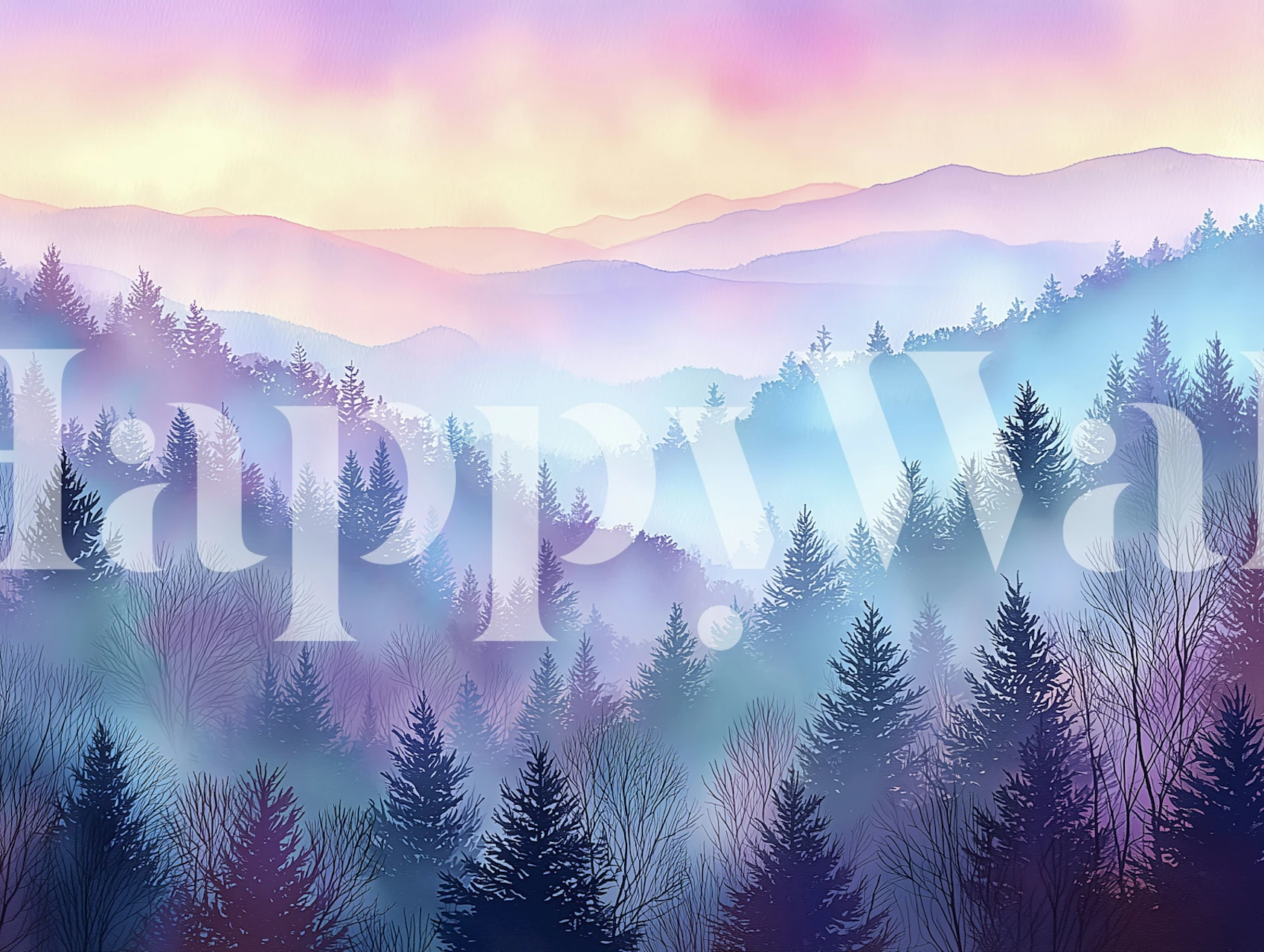 Mystical Forest Sunrise wallpaper in a room