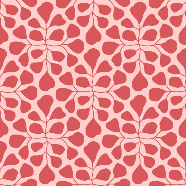 Large Scale Modern Leaves - Coral Red