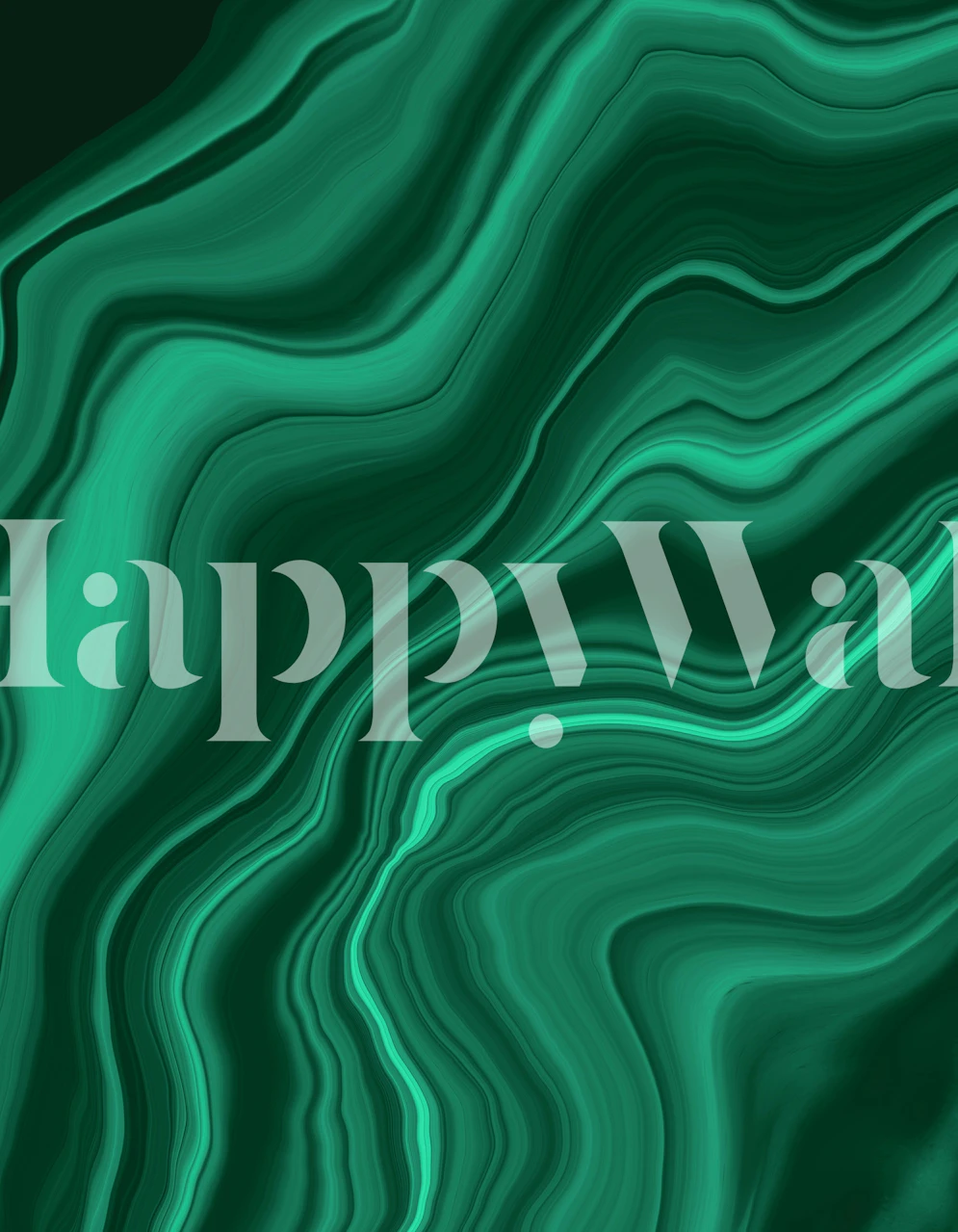 Smaragdgrünes Wandbild mit wirbelnden Mustern, das an Malachitstein erinnert