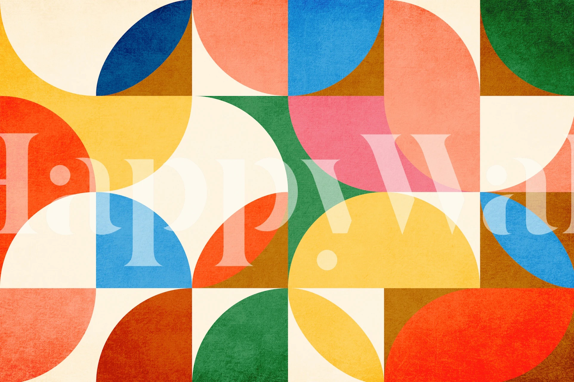 Kleurrijke geometrische vormen in rood, blauw, geel en groen wallpaper