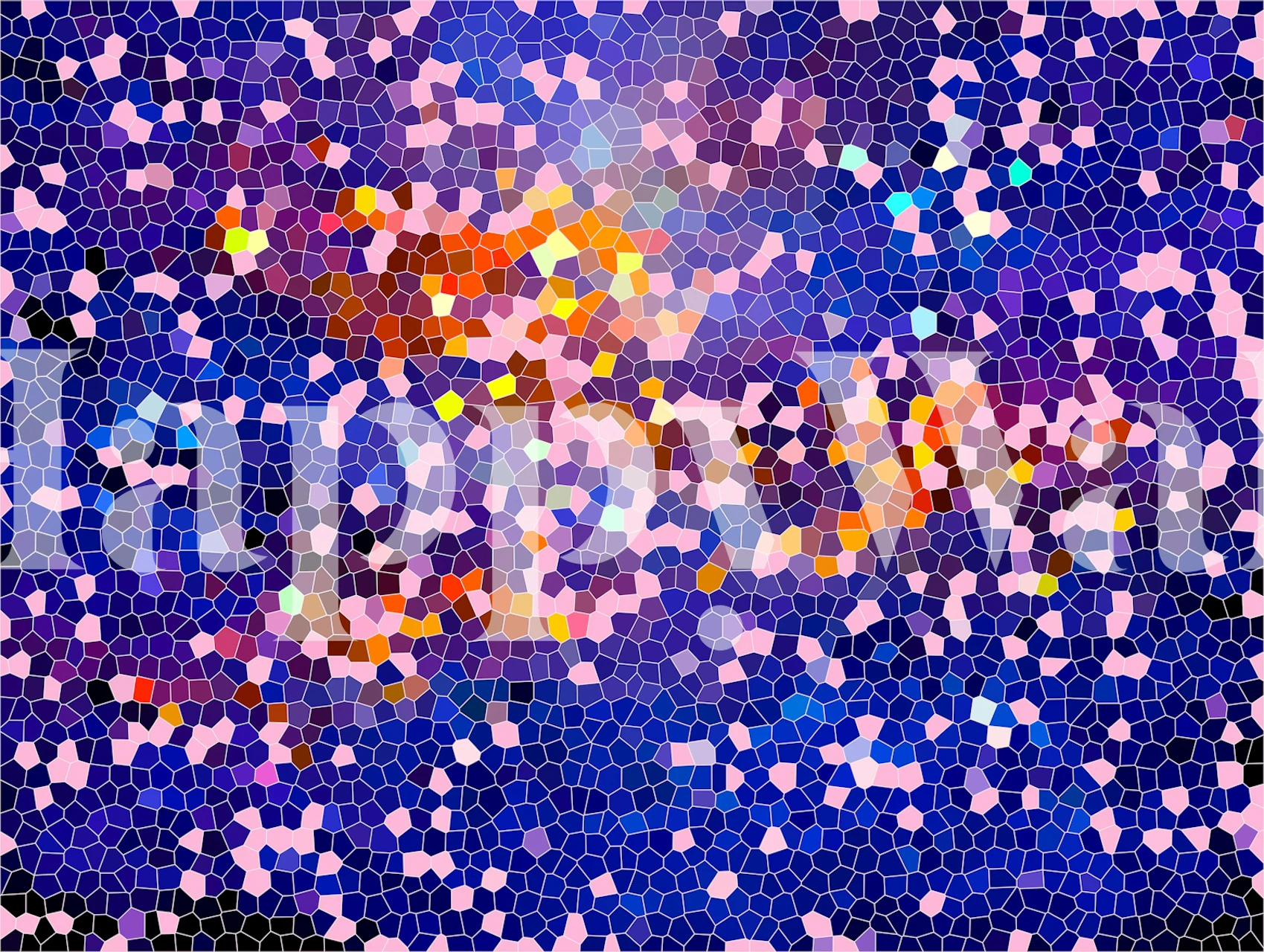 Colorful mosaic pattern in blue and pink wallpaper