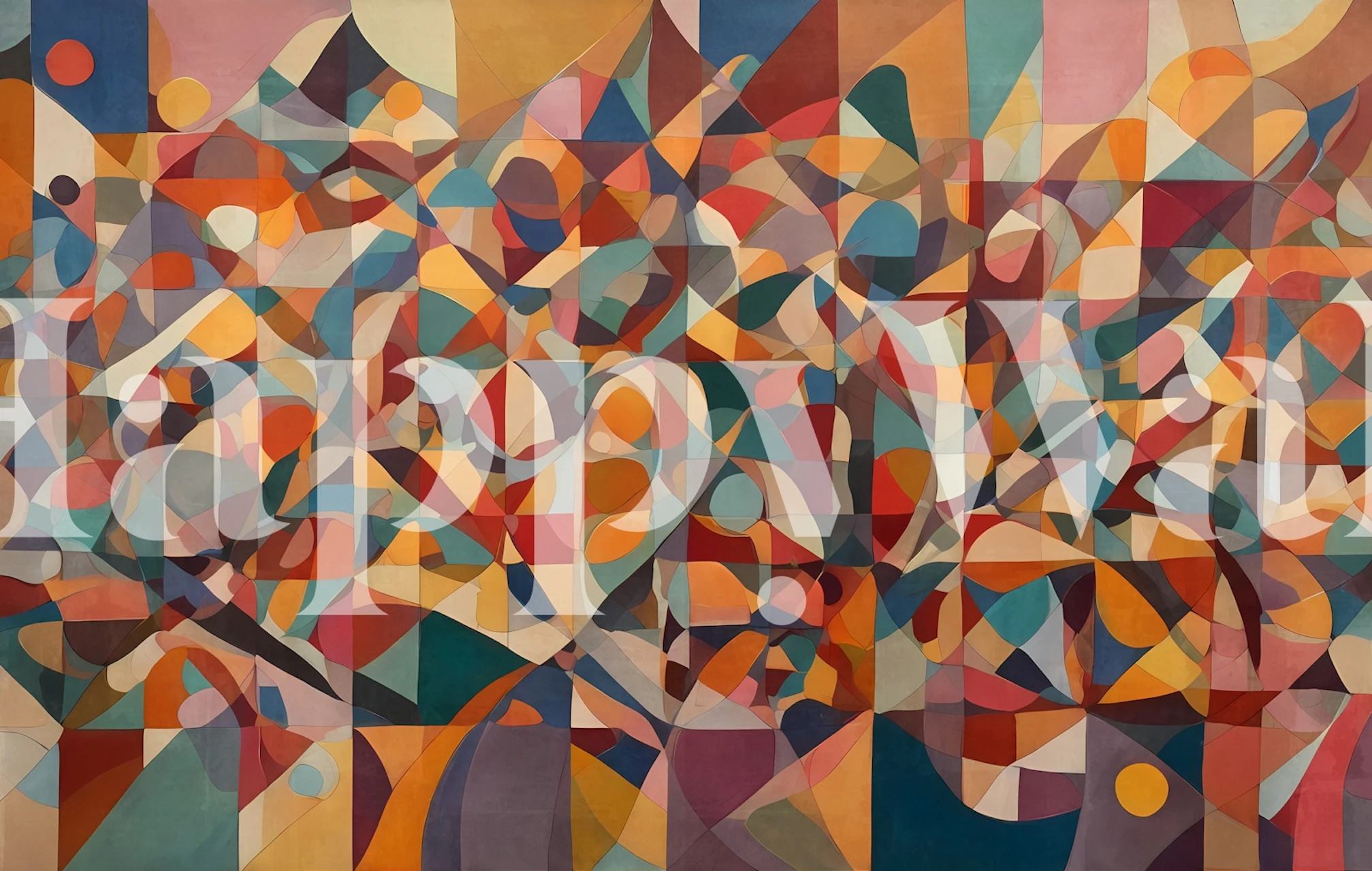 Kleurrijke geometrische abstracte vormen in verschillende tinten en texturen wallpaper