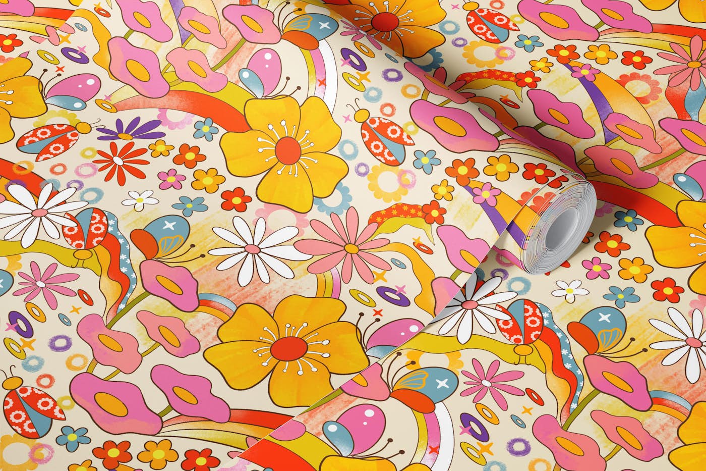 Groovy Flower Vibes wallpaper roll