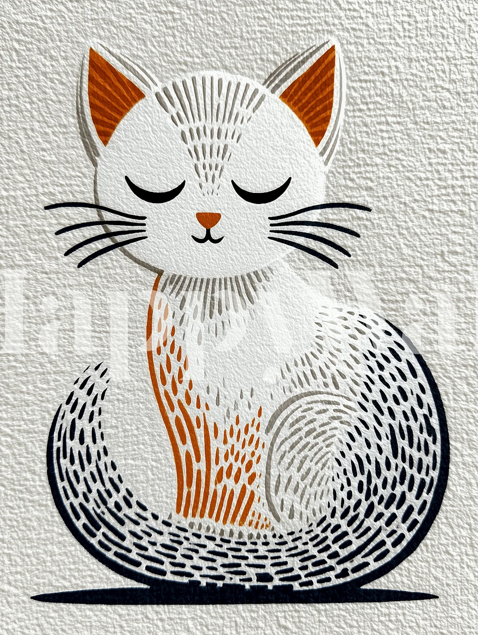 Zen Cat Artwork wallpaper displayed in a room