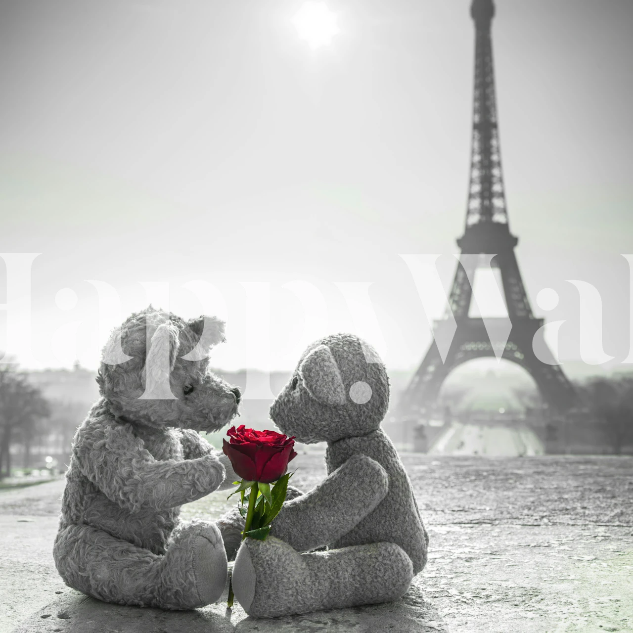 Teddy Bears in Love behang in een kamer