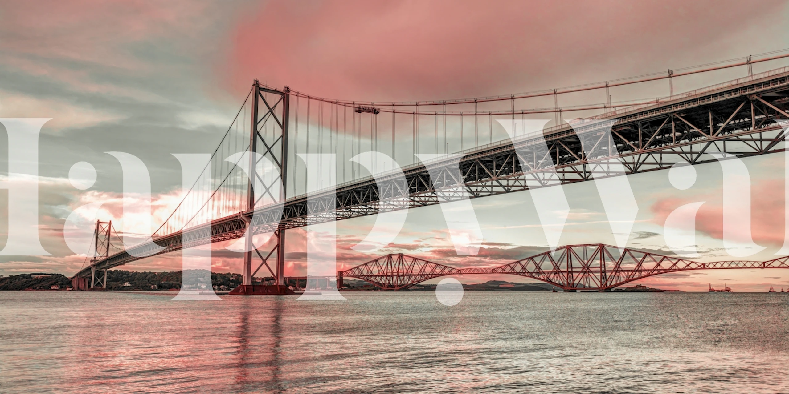 Papier peint Sunset Over the River Bridge dans une pièce