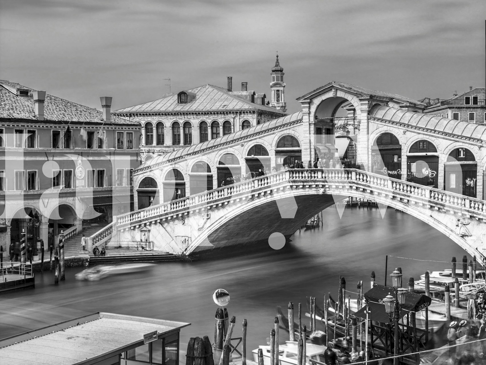 Venetian Bridge in black and white, architectural elements, artistic wallpaper