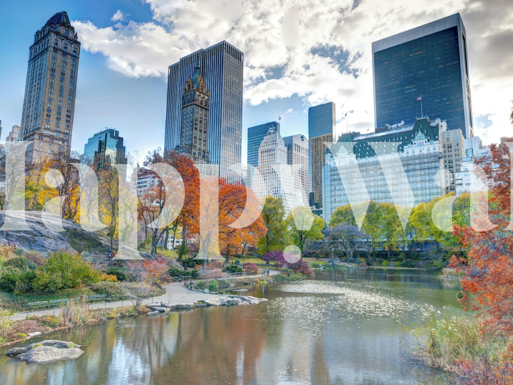 Pond at Central Park tapetti huoneessa