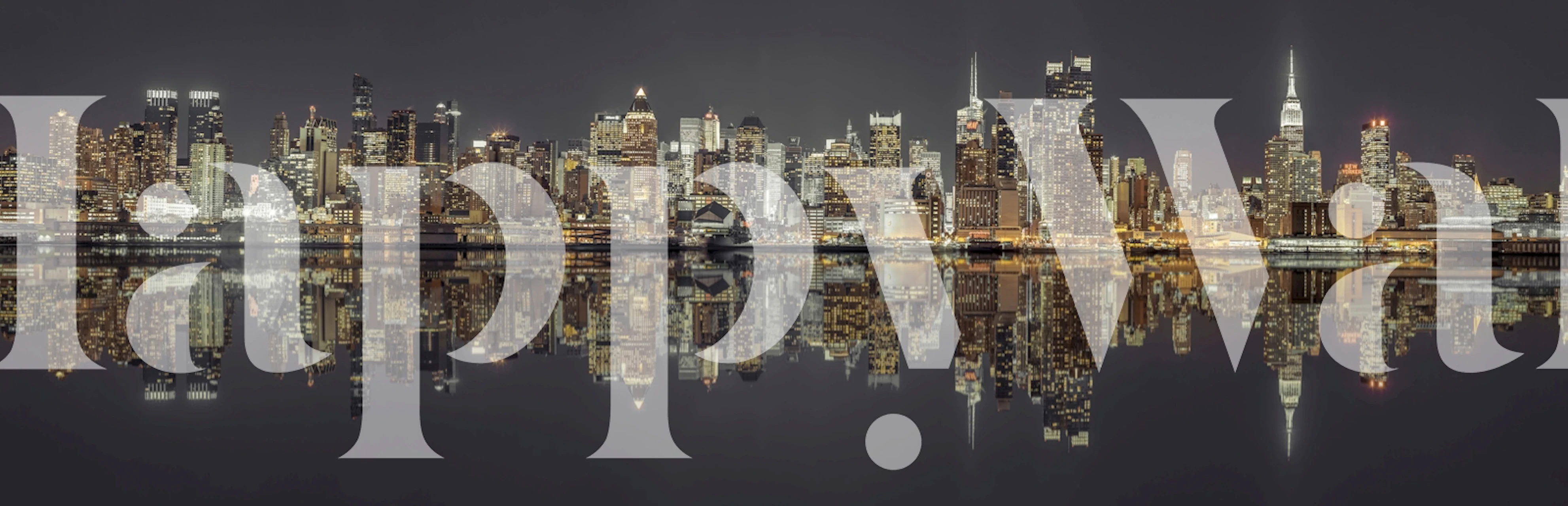 City skyline reflection with bright lights and dark tones wallpaper