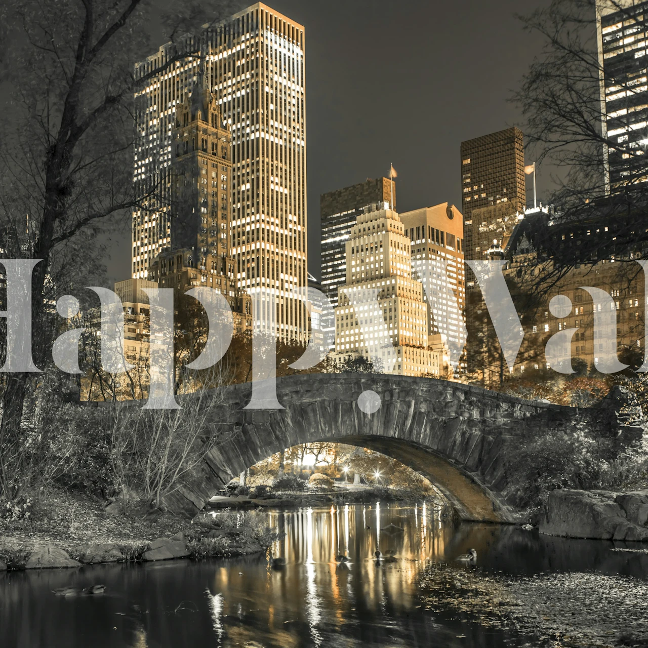 Design de papel de parede Evening in Central Park em um quarto