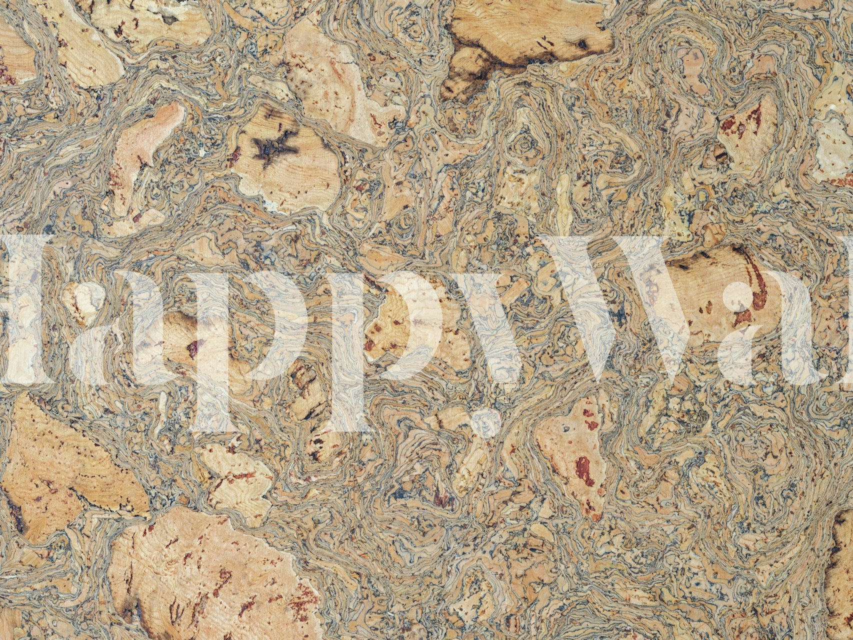 Swirled Natural Cork Texture tapetti huoneessa